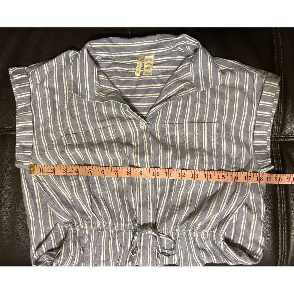 Japna Mini Blue/White Stripe Button Down Shirt Dress. Women's Size Medium. - Picture 6 of 10